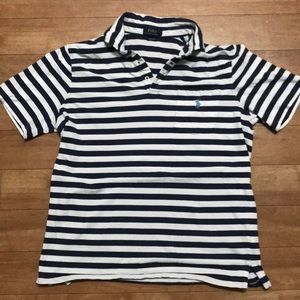 Men’s medium blue and white collared polo shirt